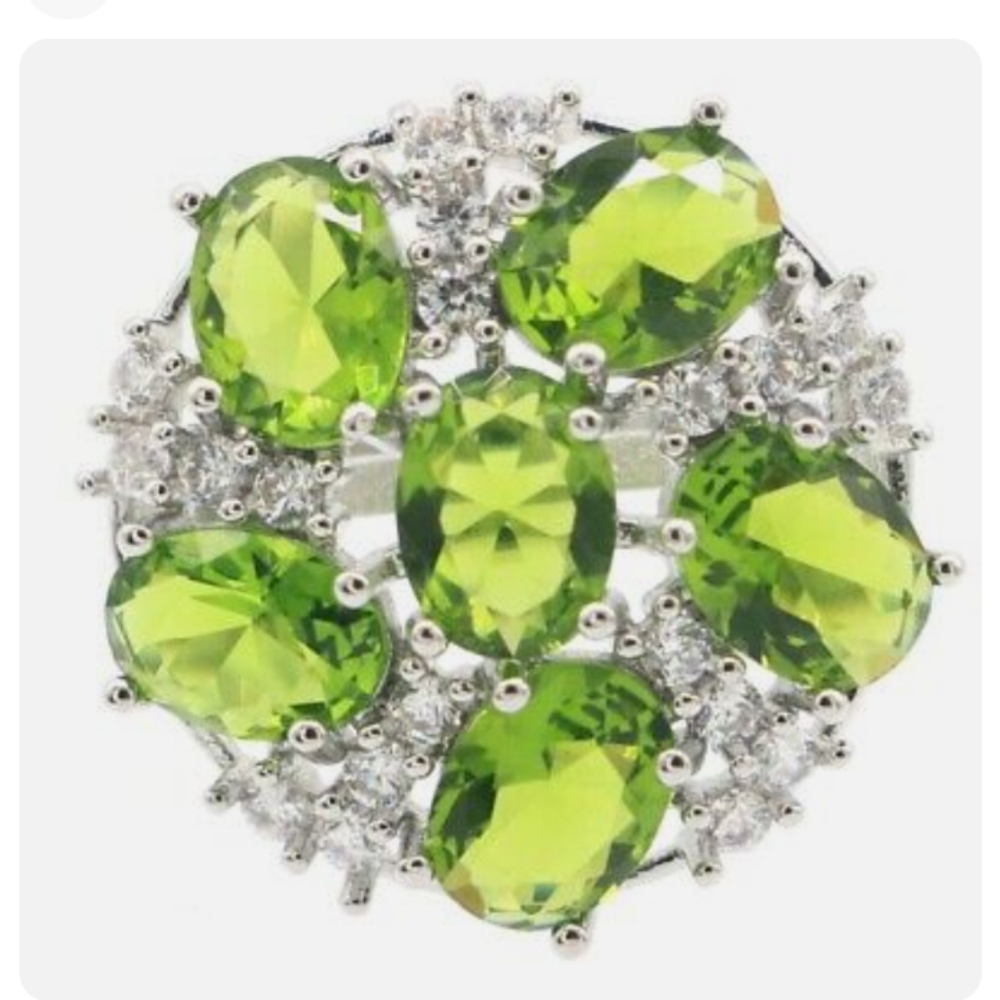 New  peridot cz sterling silver ring